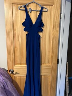 Faviana Royal Blue Cutout Prom Dress